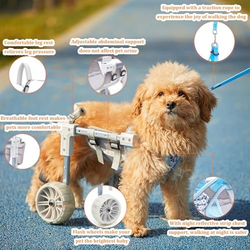 Dog Wheelchair For Back Legs, Lightweight Adjustable Dog Bicycle Trailers Dog Hip Joint Care Wheelchair Recover Mobility Aids For Small Pets Hind Limbs Disabled Or Injured Cats Carts With Wheels(Large - Image 5