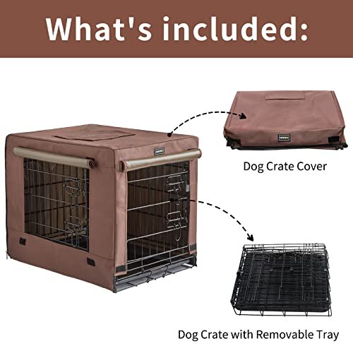 DONORO Dog Crates Kit for Small Size Dogs Indoor with Dog Crate Cover, Double Door Dog Kennels & Houses for Puppy and Cats, Collapsible Metal Contour Dog Cages - Image 3
