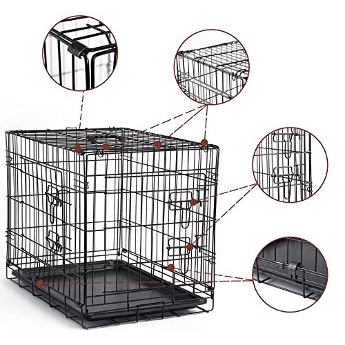 DONORO Dog Crates Kit for Small Size Dogs Indoor with Dog Crate Cover, Double Door Dog Kennels & Houses for Puppy and Cats, Collapsible Metal Contour Dog Cages - Image 4