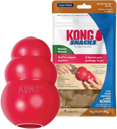 KONG Classic Dog Toy, Large Snacks Peanut Butter Snacks Large Dog Treats 11 Ounces, Combo Bundle - Image 2