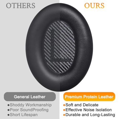 SoloWIT Replacement Earpads Cushions for Bose QuietComfort 35 (QC35) & Quiet Comfort 35 II (QC35 ii) Headphones, Ear Pads with Softer Leather, Noise Isolation Foam, Added Thickness (Black) - Image 5