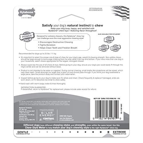 Nylabone Textured Ring Power Chew Toy for Small Dogs, Durable Dog Toys for Aggressive Chewers, Strong Dog Chew Bones To Keep Them Busy, Flavor Medley, Small - Up to 25 lbs, 1 Count - Image 11