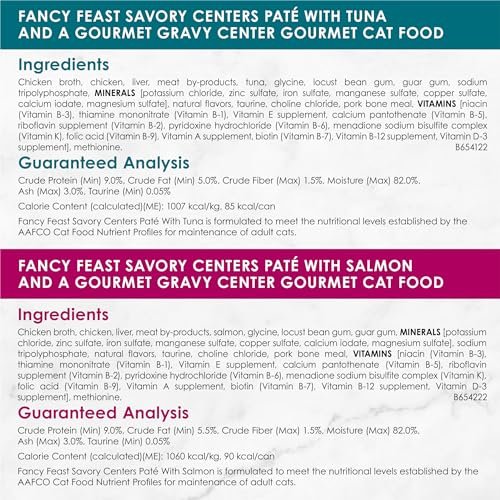 Purina Fancy Feast Pate Wet Cat Food Variety Pack, Savory Centers Pate With a Gravy Center - (2 Packs of 12) 3 oz. Pull-Top Cans - Image 8