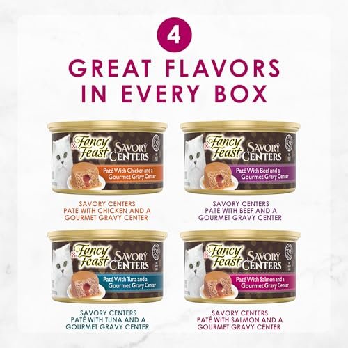 Purina Fancy Feast Pate Wet Cat Food Variety Pack, Savory Centers Pate With a Gravy Center - (2 Packs of 12) 3 oz. Pull-Top Cans - Image 3