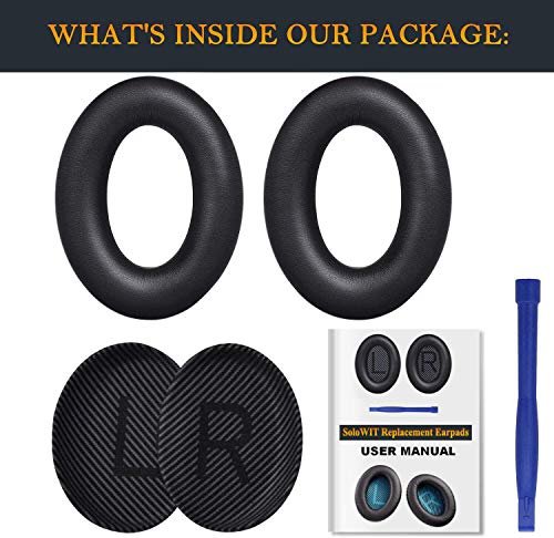 SoloWIT Replacement Earpads Cushions for Bose QuietComfort 35 (QC35) & Quiet Comfort 35 II (QC35 ii) Headphones, Ear Pads with Softer Leather, Noise Isolation Foam, Added Thickness (Black) - Image 8