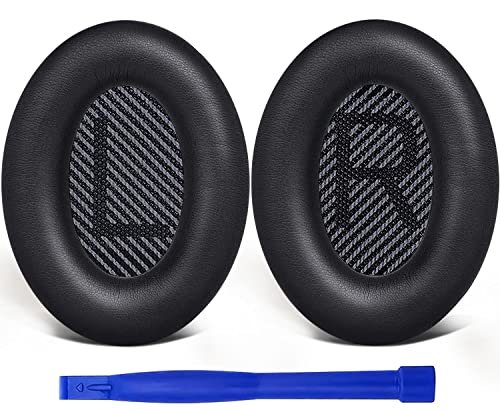 SoloWIT Replacement Earpads Cushions for Bose QuietComfort 35 (QC35) & Quiet Comfort 35 II (QC35 ii) Headphones, Ear Pads with Softer Leather, Noise Isolation Foam, Added Thickness (Black) - Image 2