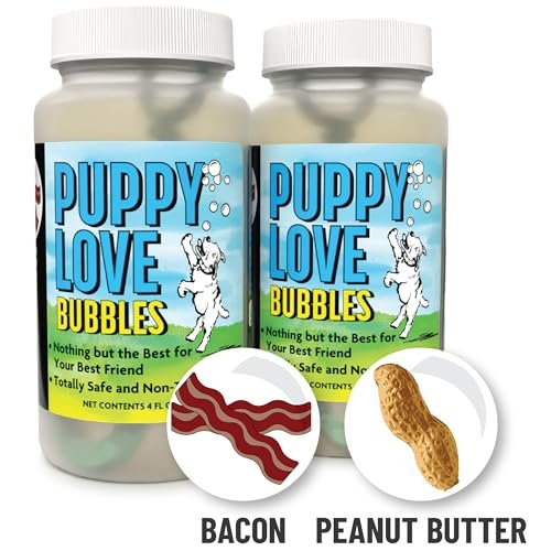Puppy Love Bubbles, Peanut Butter & Bacon Scented Bubbles 4oz. Bottle-2 Pack Combo (1 Peanut Butter/1 Bacon) for Dogs - Image 3