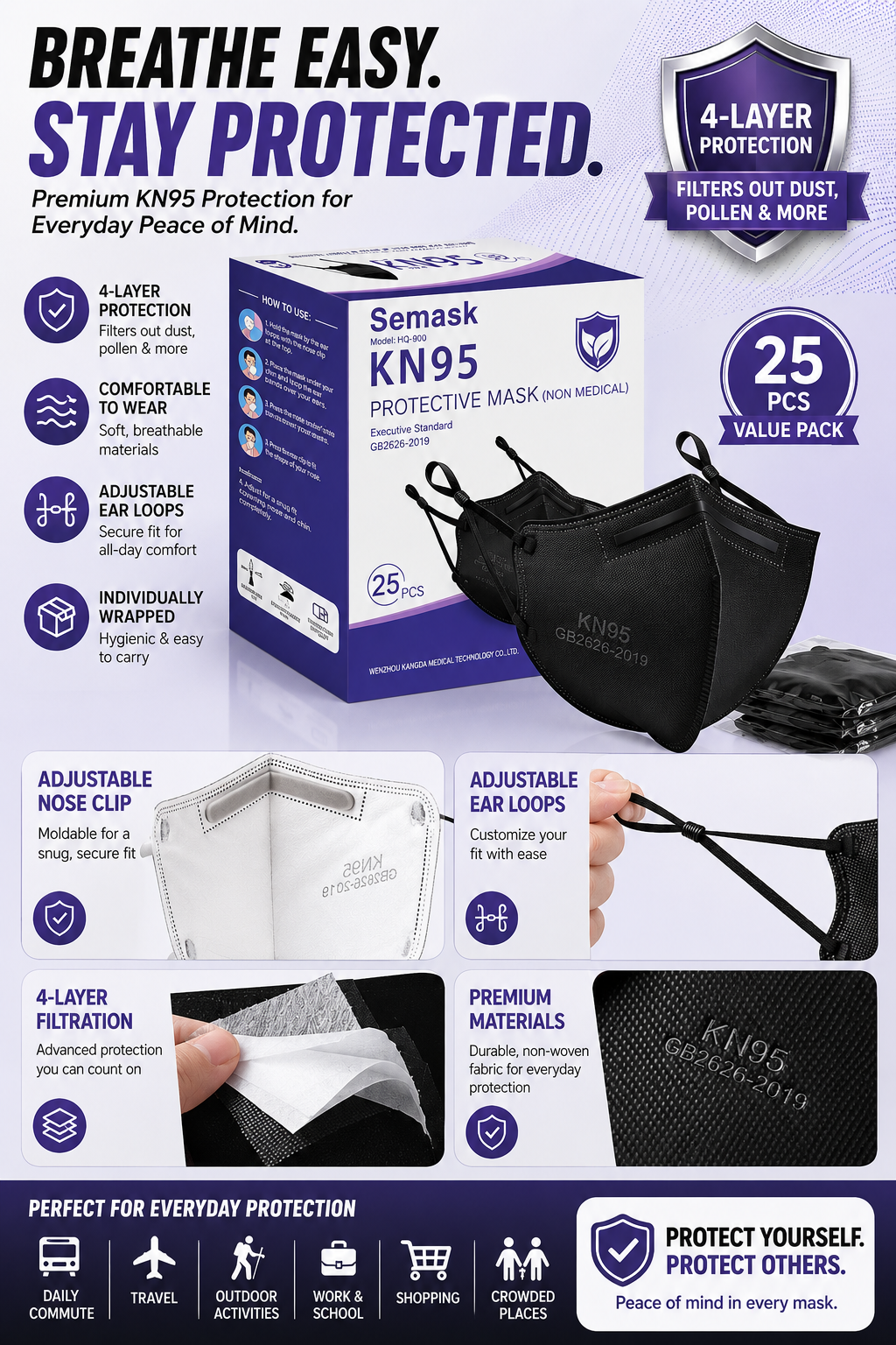 KN95 Adjustable Masks 30 Pack KN95 Adjustable Masks 30 Pack