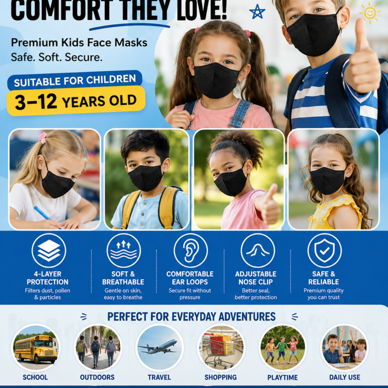 Kids KN95 Adjustable Masks 30 Pack