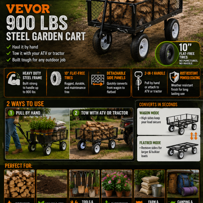VEVOR 900 lb Steel Garden Cart VEVOR 900 lb Steel Garden Cart