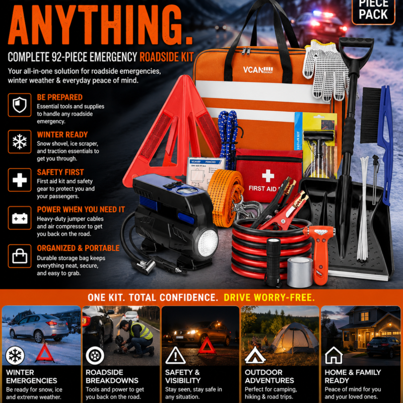 Car Emergency Kit with Portable Air Compressor